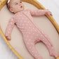 Quincy Mae Bamboo Zip Footie - Pink Hearts