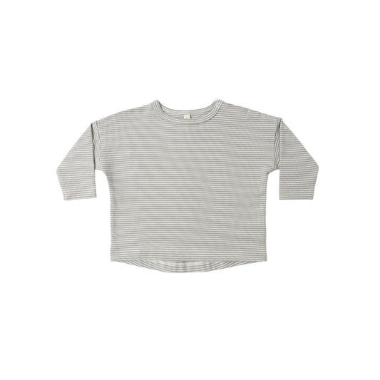 Quincy Mae Long Sleeve Tee - Sage Micro Stripe