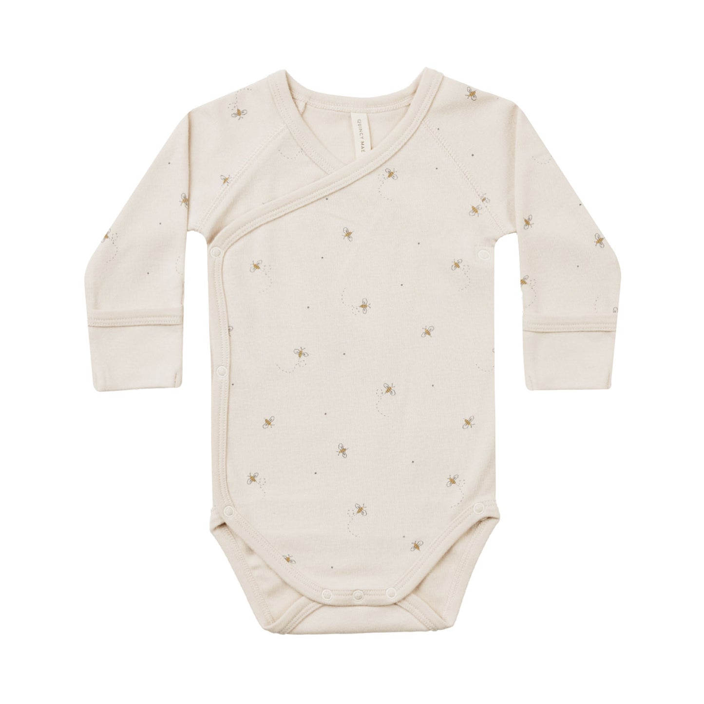 Quincy Mae Side Snap Bodysuit - Bees - Natural