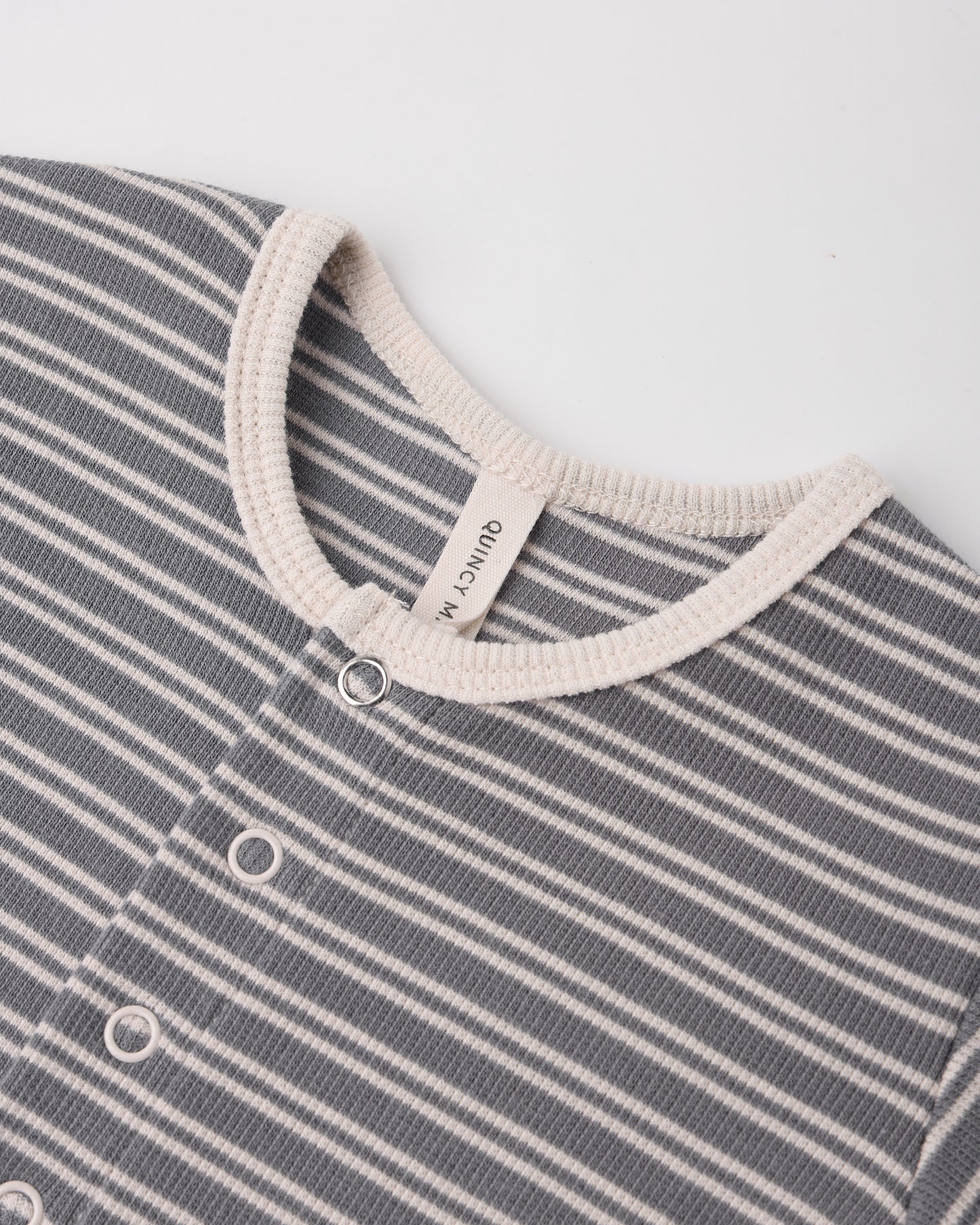 Quincy Mae Ribbed Baby Jumpsuit - Slate Microstripe