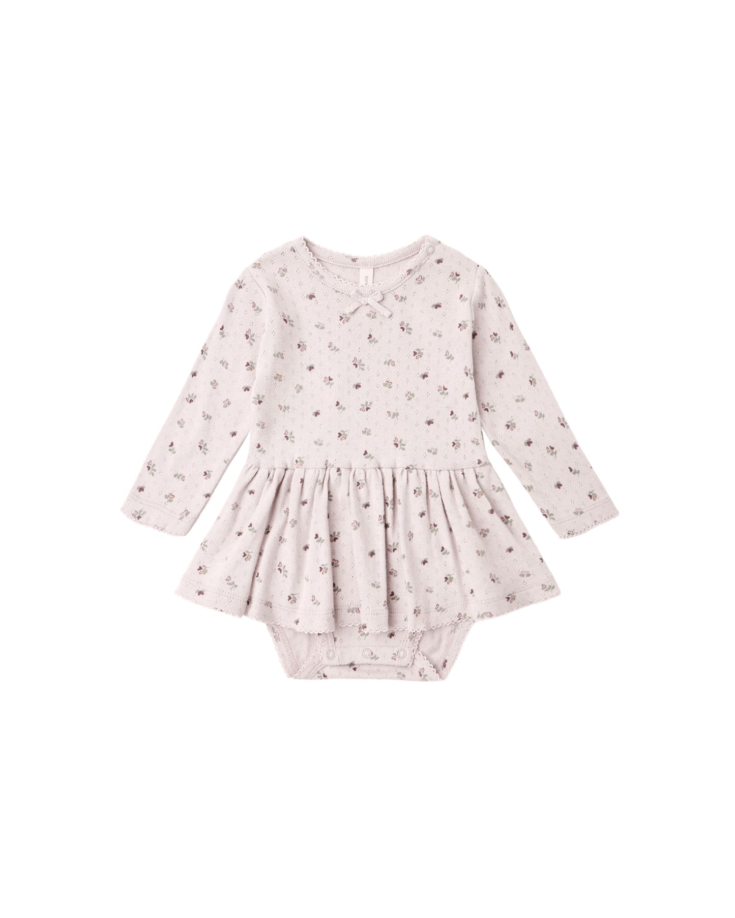 Quincy Mae Pointelle Skirted Bodysuit - Heart Ditsy