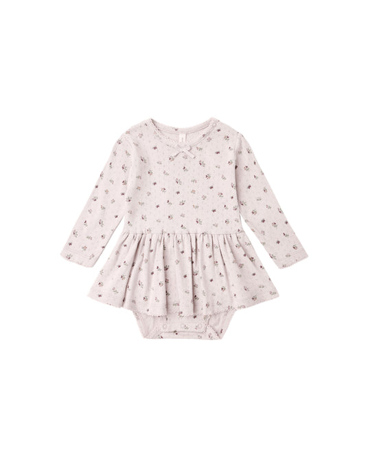 Quincy Mae Pointelle Skirted Bodysuit - Heart Ditsy
