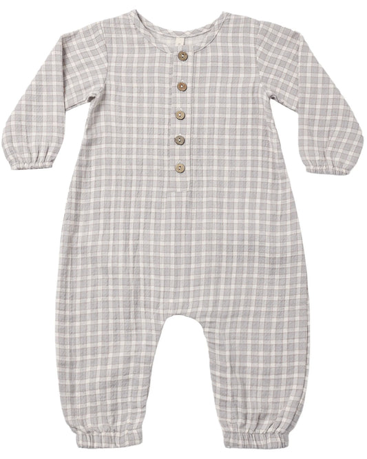 Quincy Mae Woven Jumpsuit - Blue Gingham