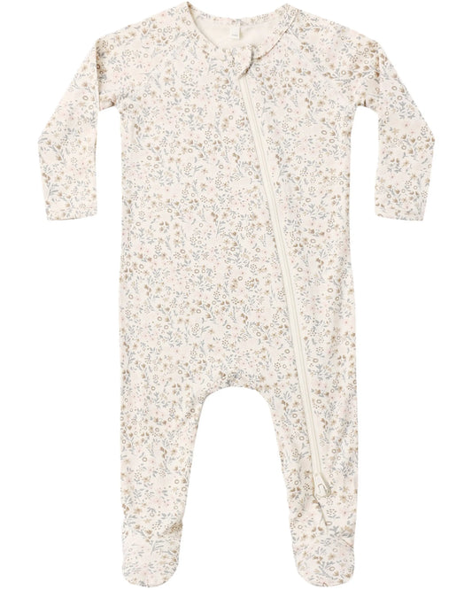 Quincy Mae Bamboo Zip Footie - Bloom