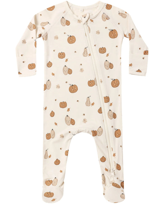 Quincy Mae Bamboo Zip Footie - Harvest Friends