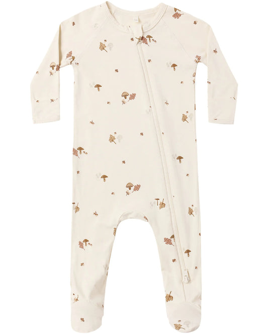 Quincy Mae Bamboo Zip Footie - Woodland