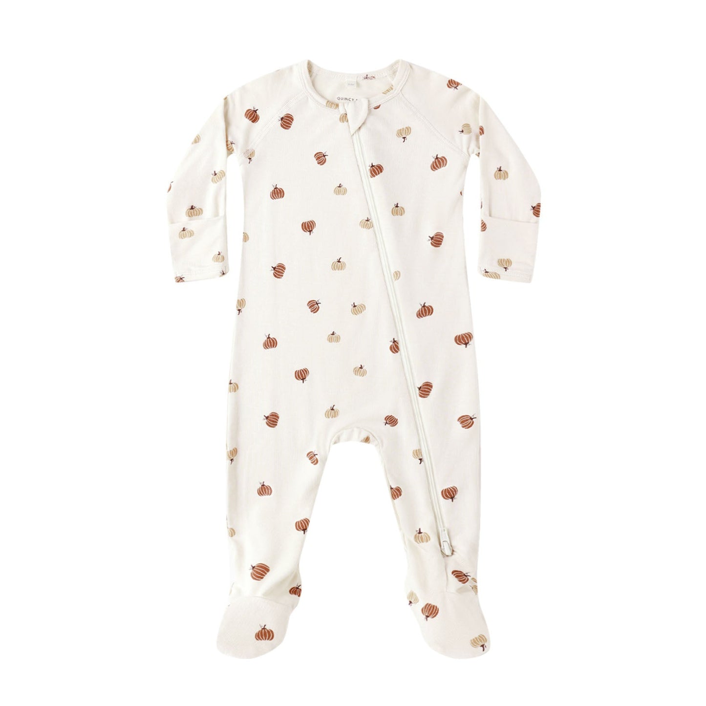 Quincy Mae Bamboo Zip Footie - Pumpkins