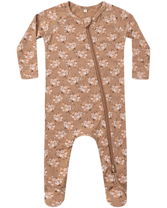 Quincy Mae Bamboo Zip Footie - Fall Floral