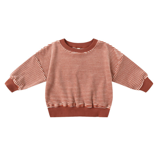 Quincy Mae Velour Relaxed Sweatshirt - Candy Stripe