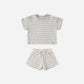 Quincy Mae Waffle Tee + Short Set - Sky Stripe