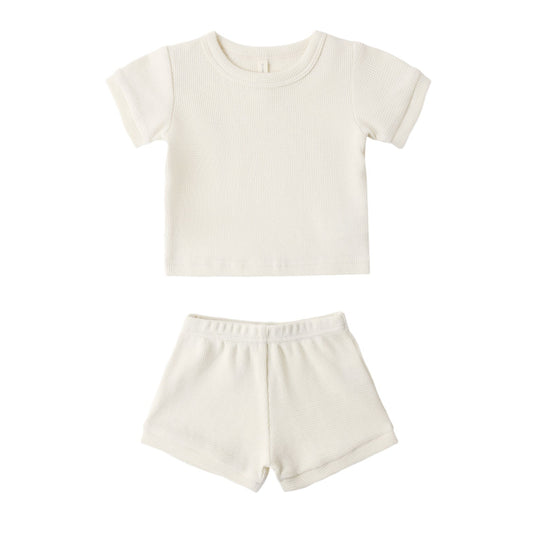 Quincy Mae Waffle Shortie Set - Natural