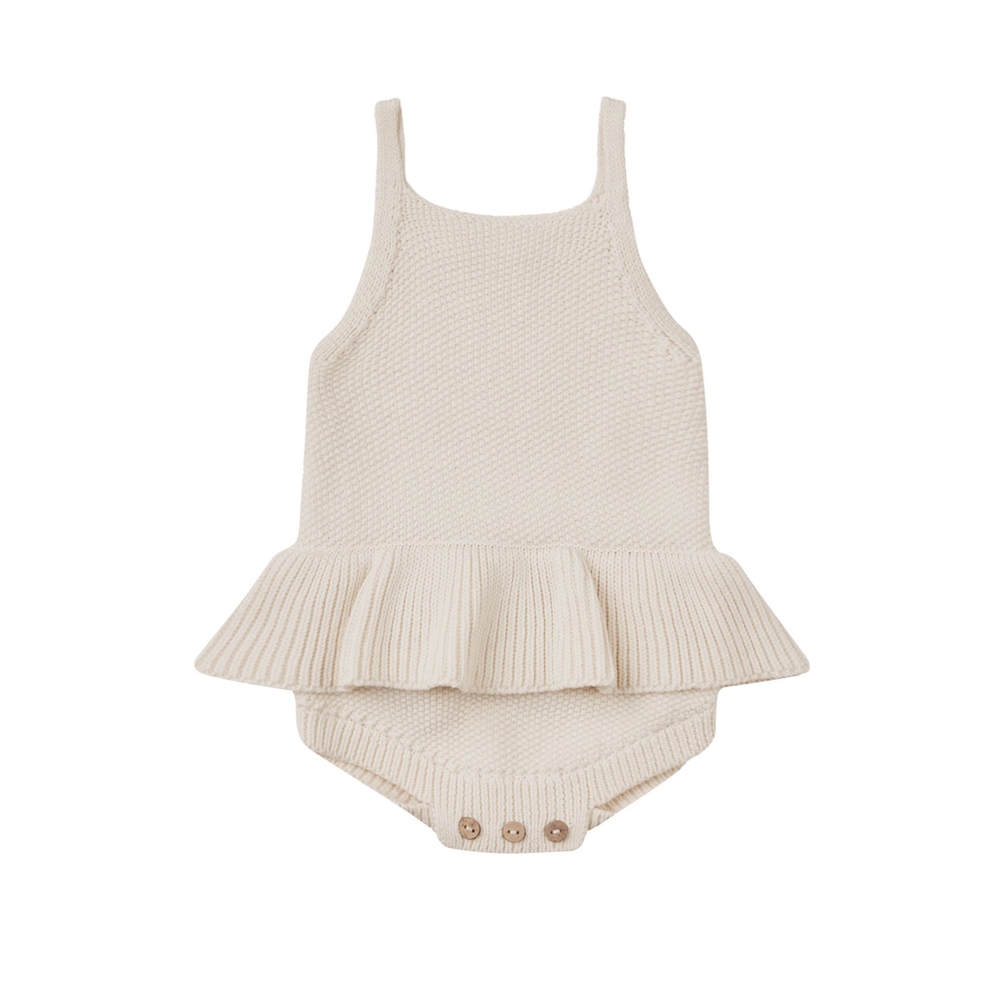 Quincy Mae Knit Ruffle Romper - Natural