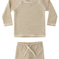 Quincy Mae Finn Rashguard + Short Set - Honey Stripe Small
