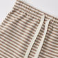 Quincy Mae Wrap Top + Footed Pant Set - Almond Stripe