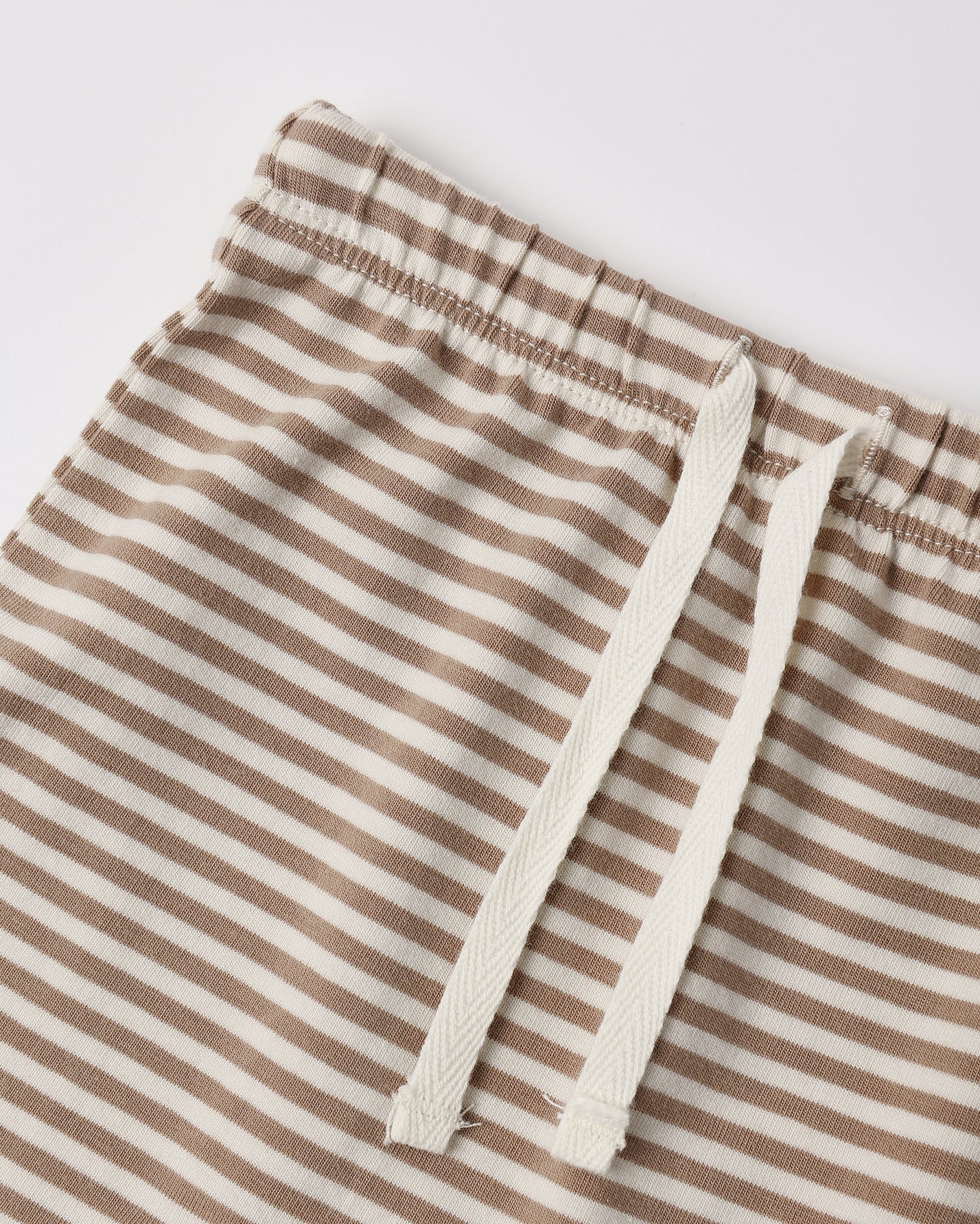 Quincy Mae Wrap Top + Footed Pant Set - Almond Stripe