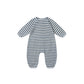 Quincy Mae Waffle Long Sleeve Jumpsuit - Ocean Stripe