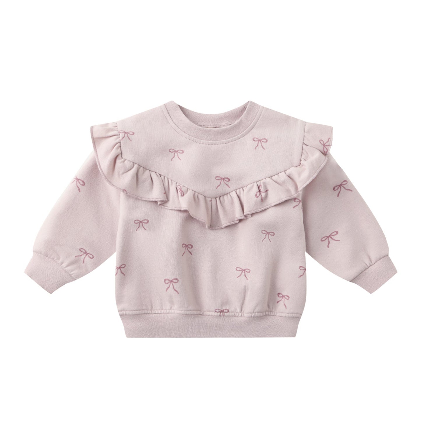 Quincy Mae Ruffle Fleece Sweatshirt - Bows