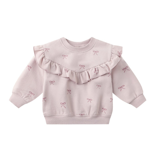 Quincy Mae Ruffle Fleece Sweatshirt - Bows
