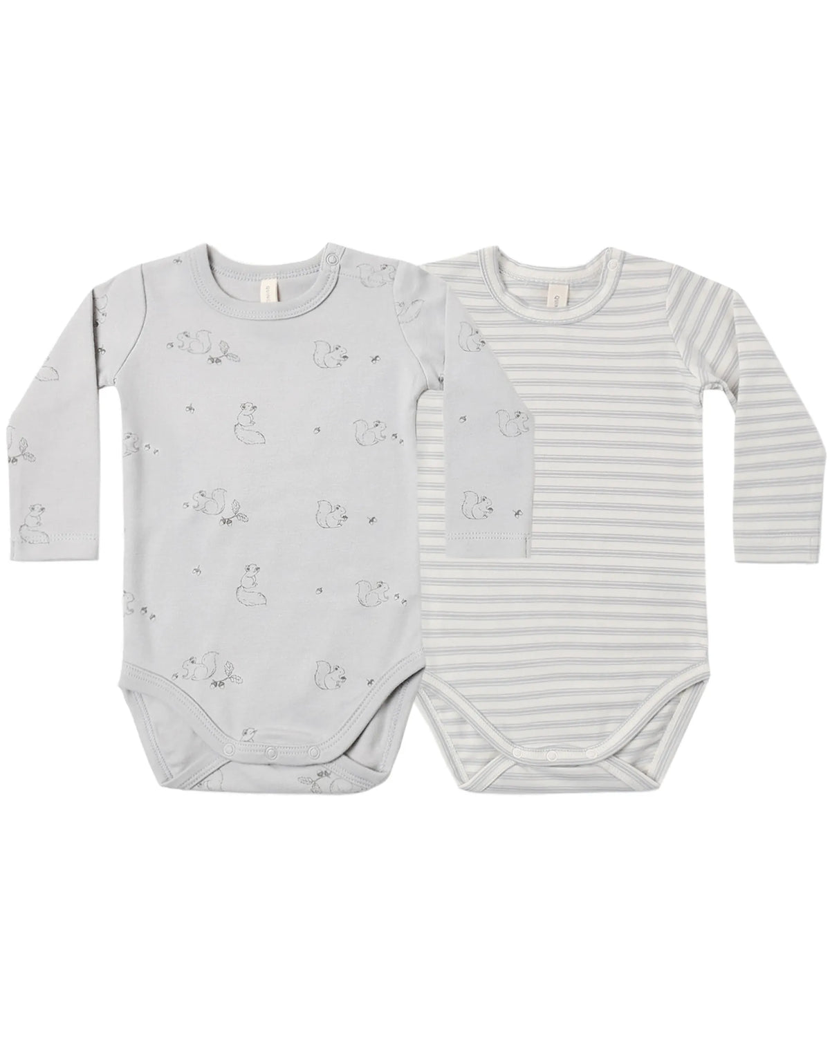 Quincy Mae Jersey Bodysuit, 2 Pack - Squirrel, Cloud Stripe