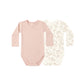 Quincy Mae Jersey Bodysuit, 2 Pack - Floral Vine, Dusty Rose