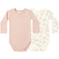 Quincy Mae Jersey Bodysuit, 2 Pack - Floral Vine, Dusty Rose