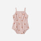 Quincy Mae Waffle Cinch Romper - Pink Daisy