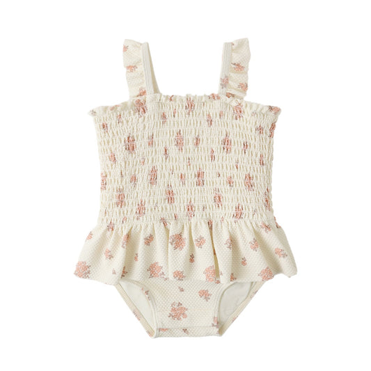 Quincy Mae Smocked One-Piece Swimsuit - Garden Rose