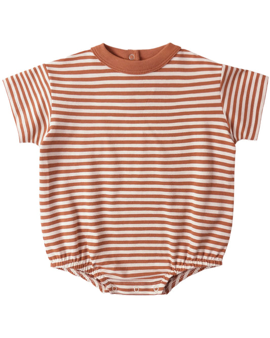 Quincy Mae Relaxed Bubble Romper - Poppy Stripe