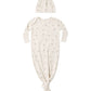 Quincy Mae Knotted Baby Gown + Hat Set - Fall Ditsy