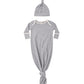 Quincy Mae Knotted Baby Gown + Hat Set - Slate Microstripe