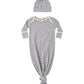 Quincy Mae Knotted Baby Gown + Hat Set - Slate Microstripe