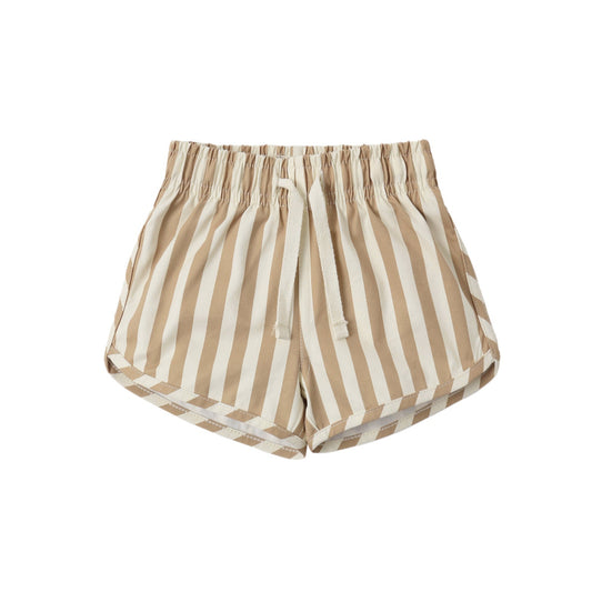 Quincy Mae Boys Swim Short - Retro Latte Stripe