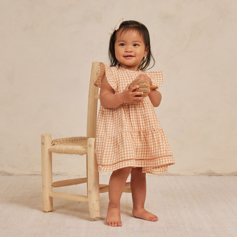 Quincy Mae Lily Dress - Melon Gingham