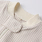 Quincy Mae Zip Longsleeve Sleeper Footie - Oat Microstripe