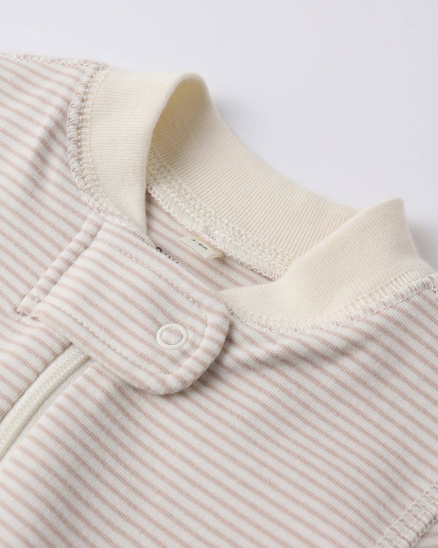 Quincy Mae Zip Longsleeve Sleeper Footie - Oat Microstripe