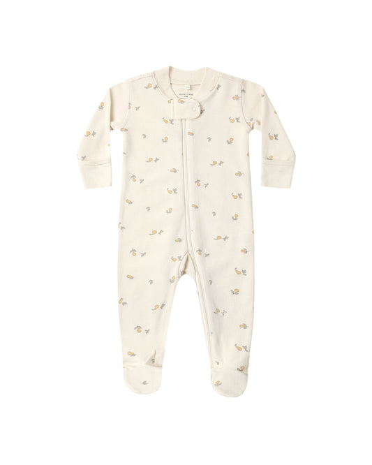 Quincy Mae Zip Long Sleeve Sleeper Footie - Pears