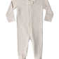 Quincy Mae Zip Longsleeve Sleeper Footie - Oat Microstripe
