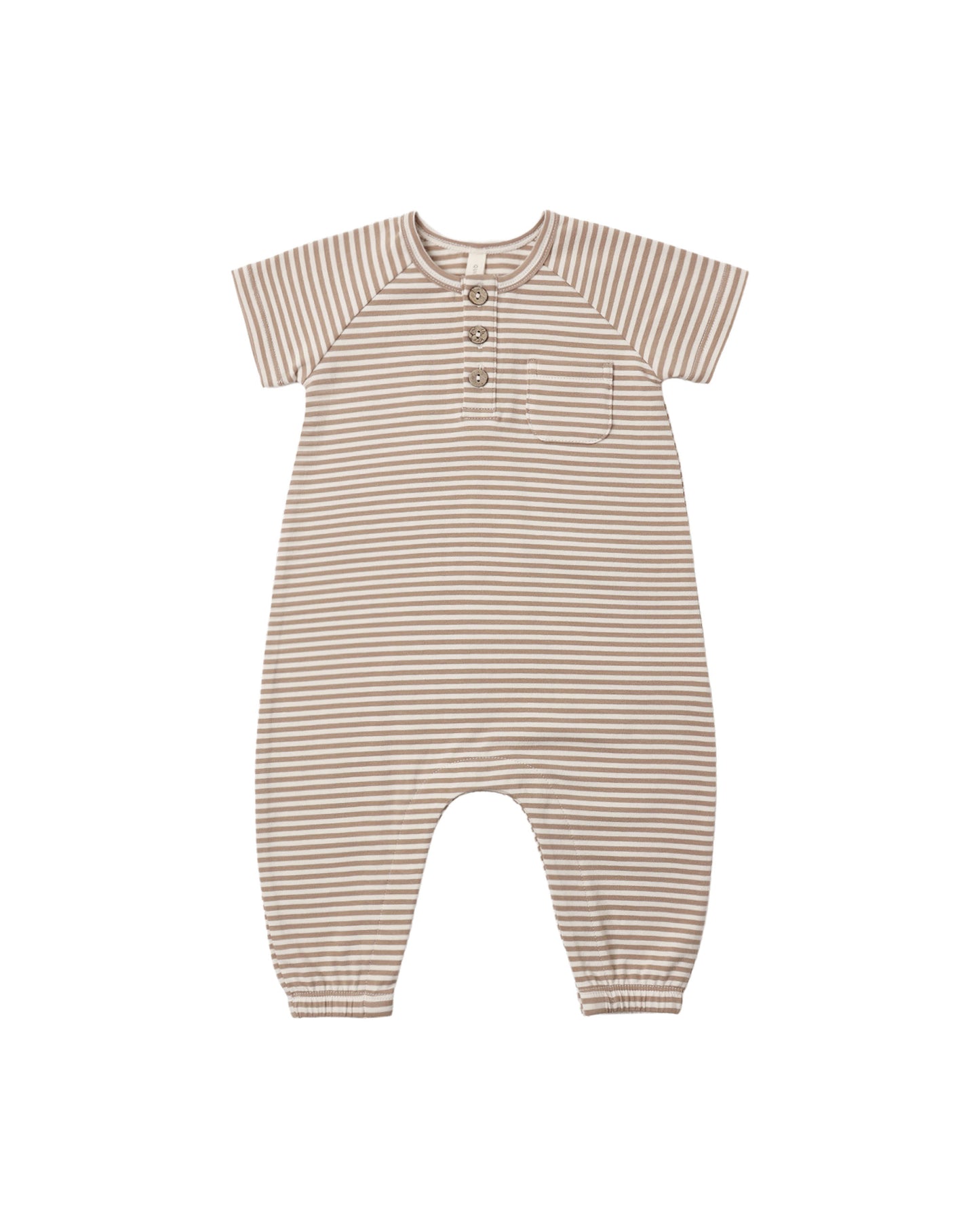Quincy Mae Short Sleeve Jumpsuit - Almond Stripe