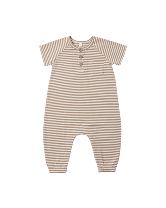 Quincy Mae Short Sleeve Jumpsuit - Almond Stripe