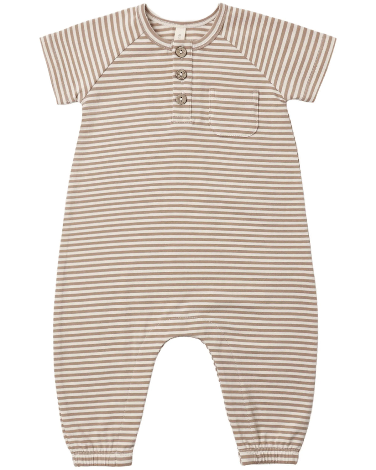Quincy Mae Short Sleeve Jumpsuit - Almond Stripe