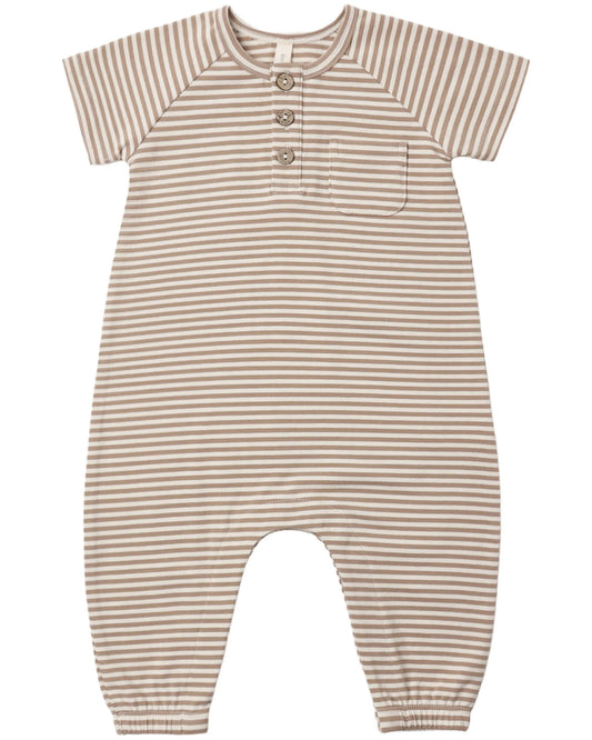 Quincy Mae Short Sleeve Jumpsuit - Almond Stripe