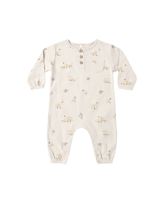 Quincy Mae Long Sleeve Pocket Jumpsuit - Fox Land
