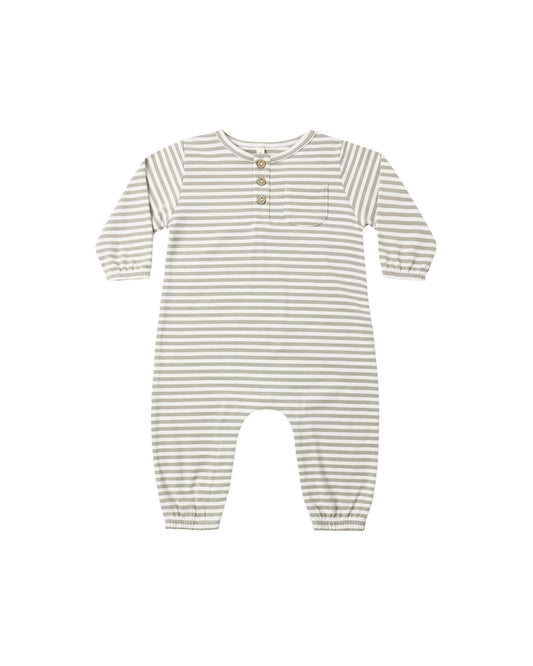 Quincy Mae Long Sleeve Pocket Jumpsuit - Laurel Stripe