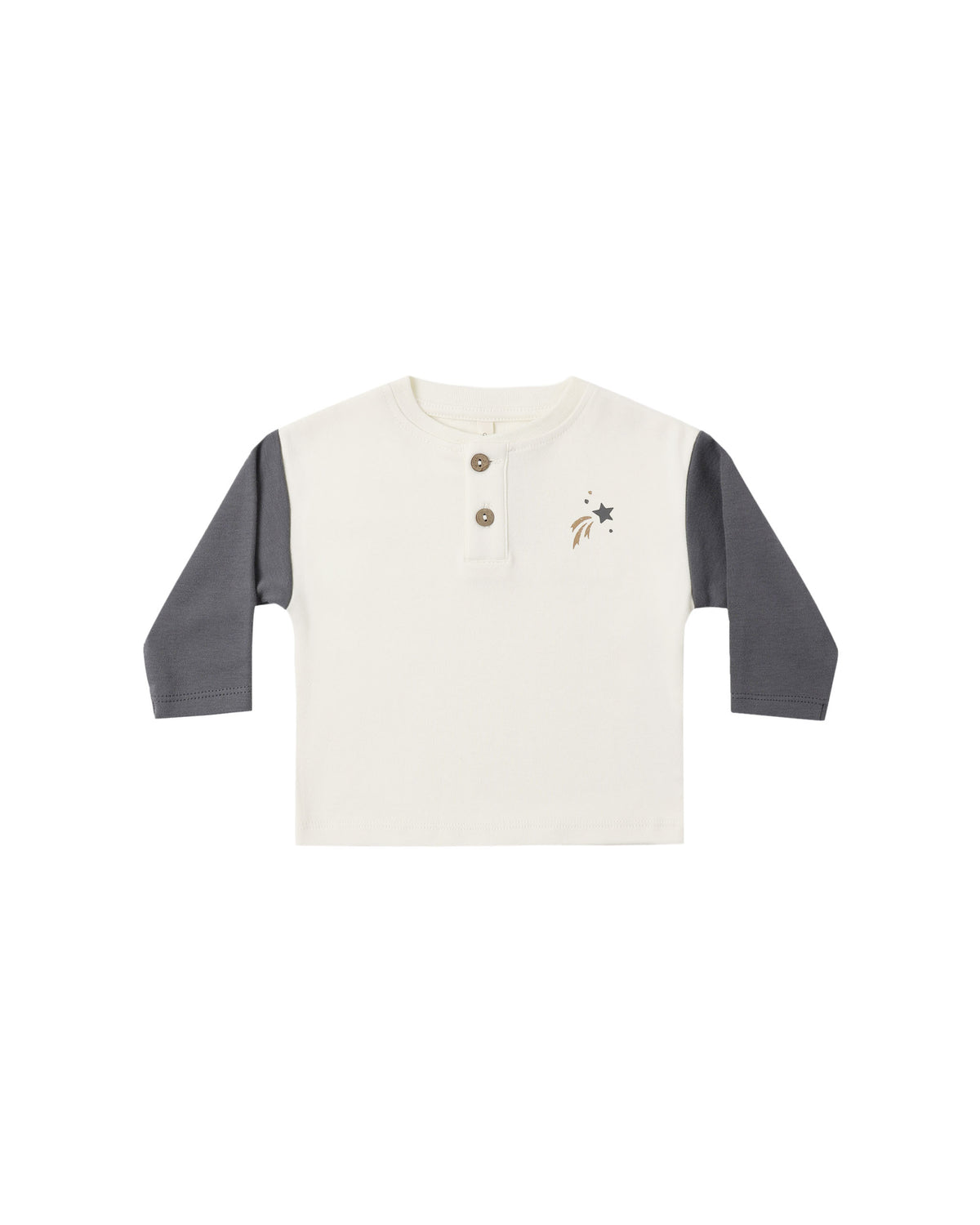 Quincy Mae Long Sleeve Henley Tee - Midnight