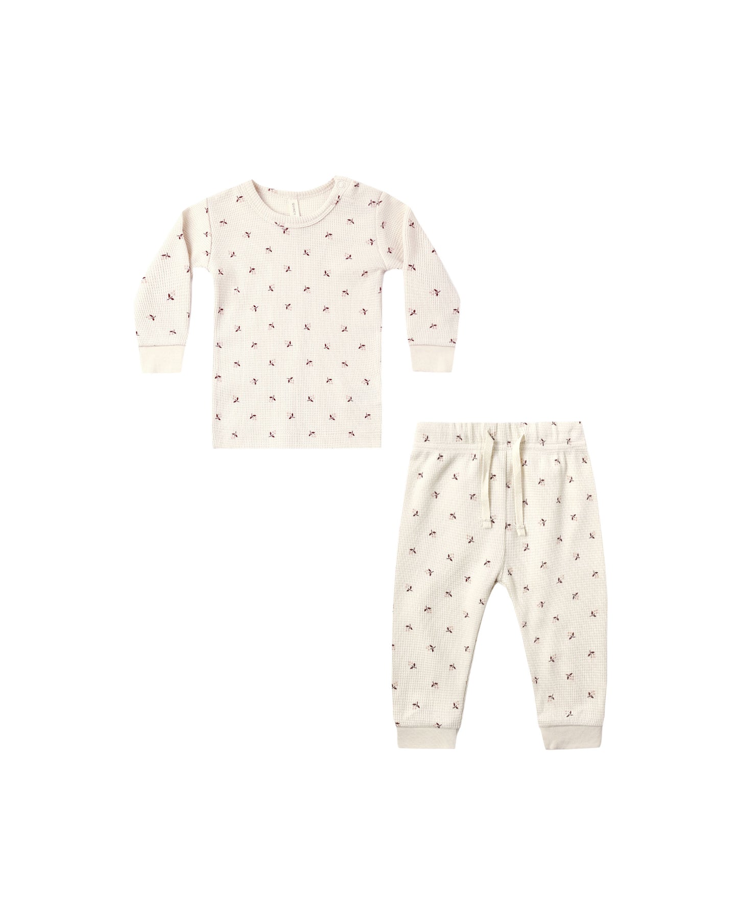 Quincy Mae Waffle Top + Pant Set - Fall Ditsy