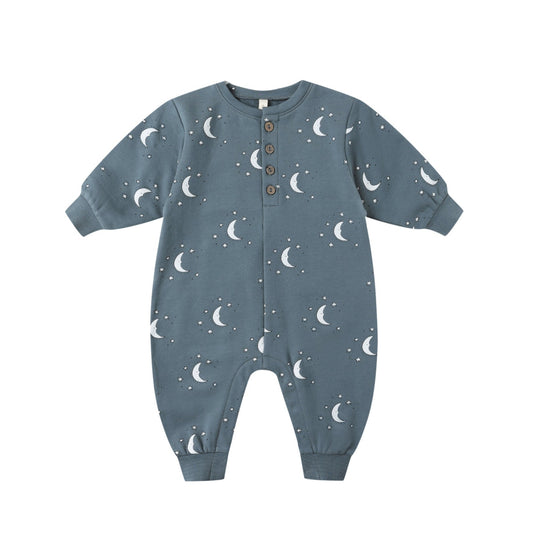Quincy Mae Relaxed Fleece Jumpsuit - Silver Moons
