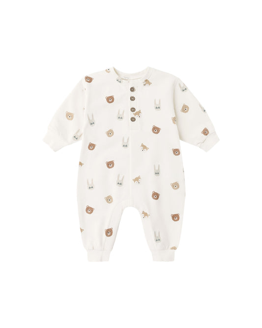 Quincy Mae Relaxed Fleece Jumpsuit - Critters