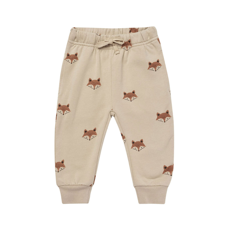 Quincy Mae Relaxed Fleece Sweatpant - Foxes - Sand