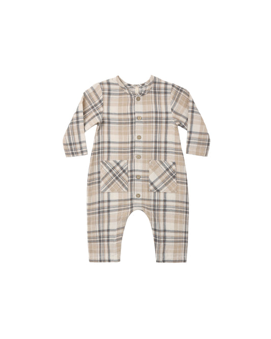 Quincy Mae Pocketed Woven Jumpsuit - Fall Plaid