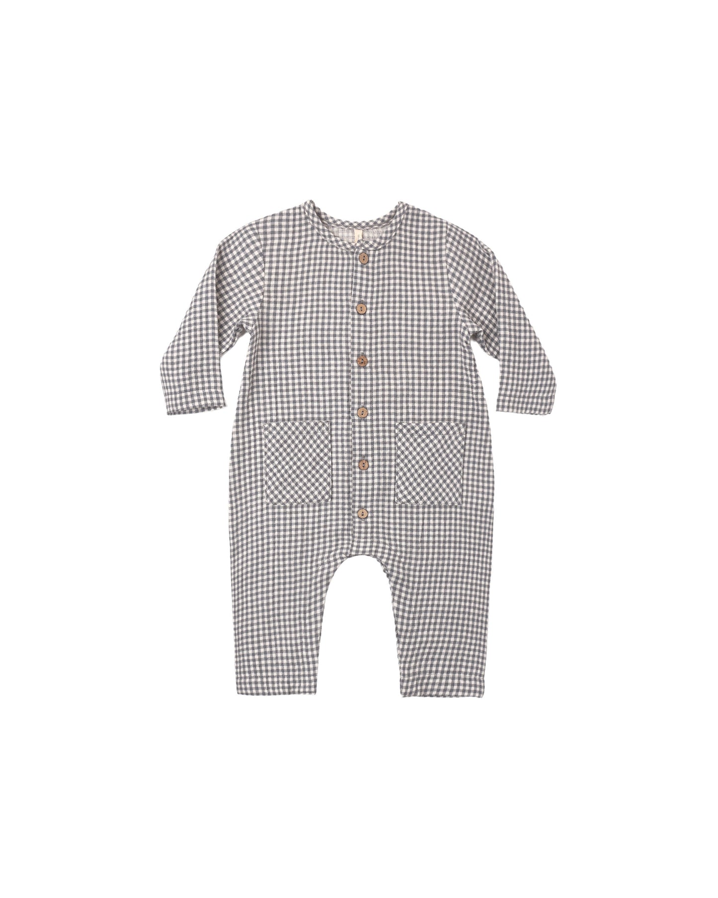 Quincy Mae Pocketed Woven Jumpsuit - Midnight Gingham